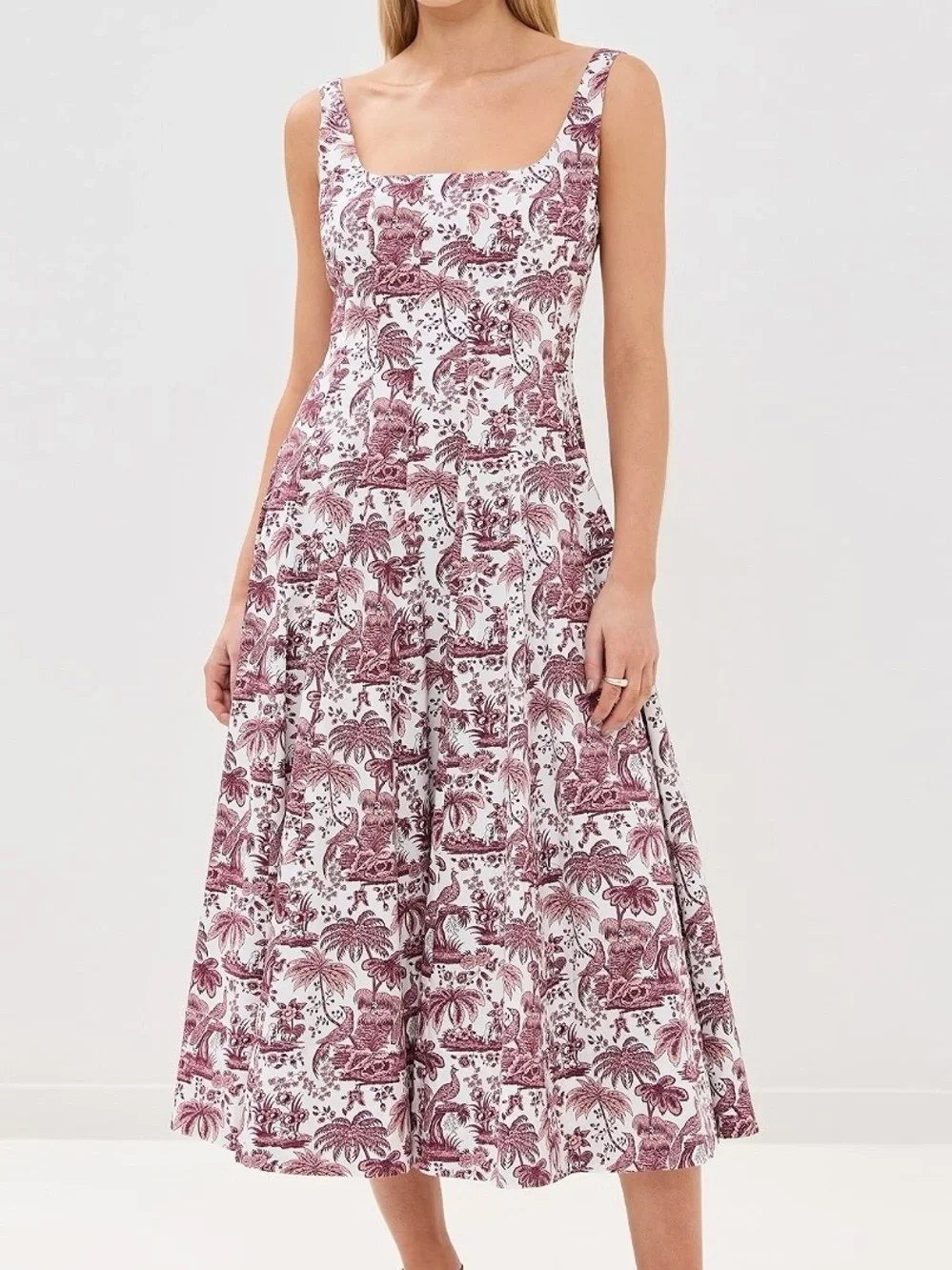 STAUD Wells Dress in Bordeaux Toile